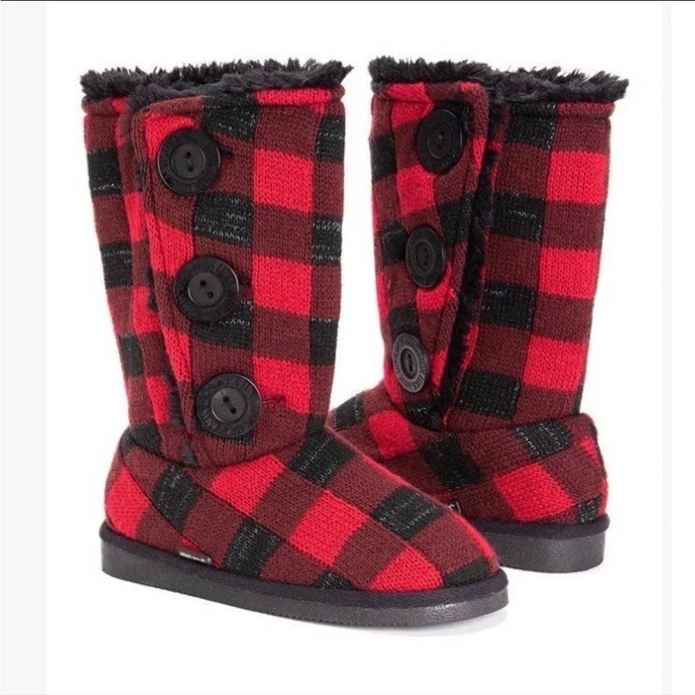 Muk Luks red plaid boots